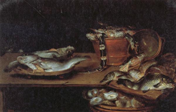 Still Life with Fish,Oysters,and a Cat, Alexander Adriaenssen